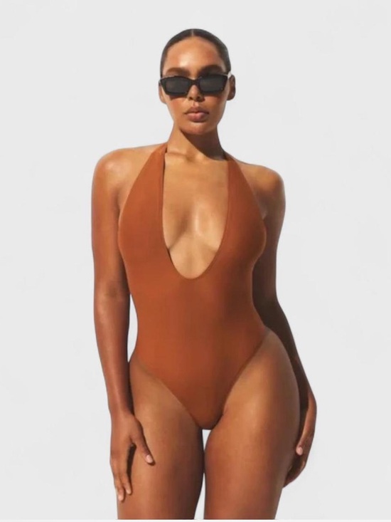 SKIMS Other - SKIMS *NWT CLASSIC SWIM DEEP
PLUNGE ONE PIECE | COLOR: BRONZE I SIZE: L